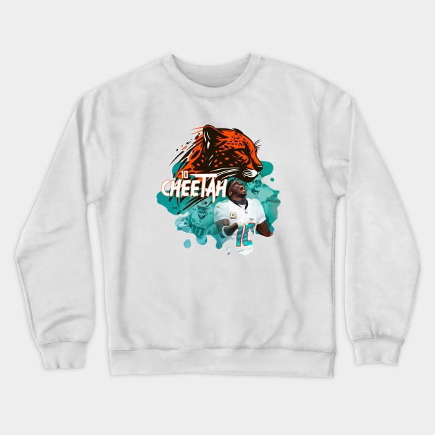 Tyreek Hill Cheetah - Miami Dolphins Crewneck Sweatshirt by Merlino Creative